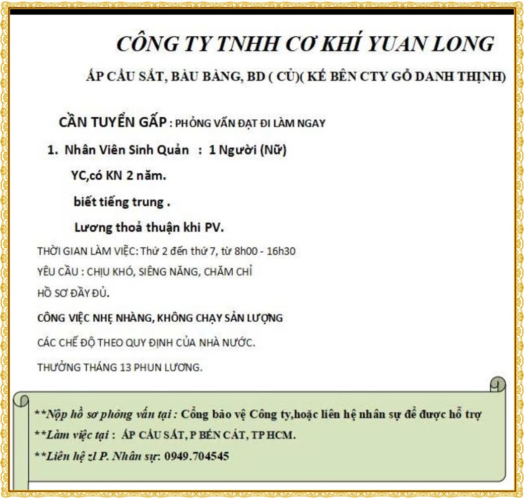 Tuyển dụng Việc làm tại KCN Bàu Bàng Bình Dương lương cao cập nhật mới ngày 01 tháng 07 năm 2026