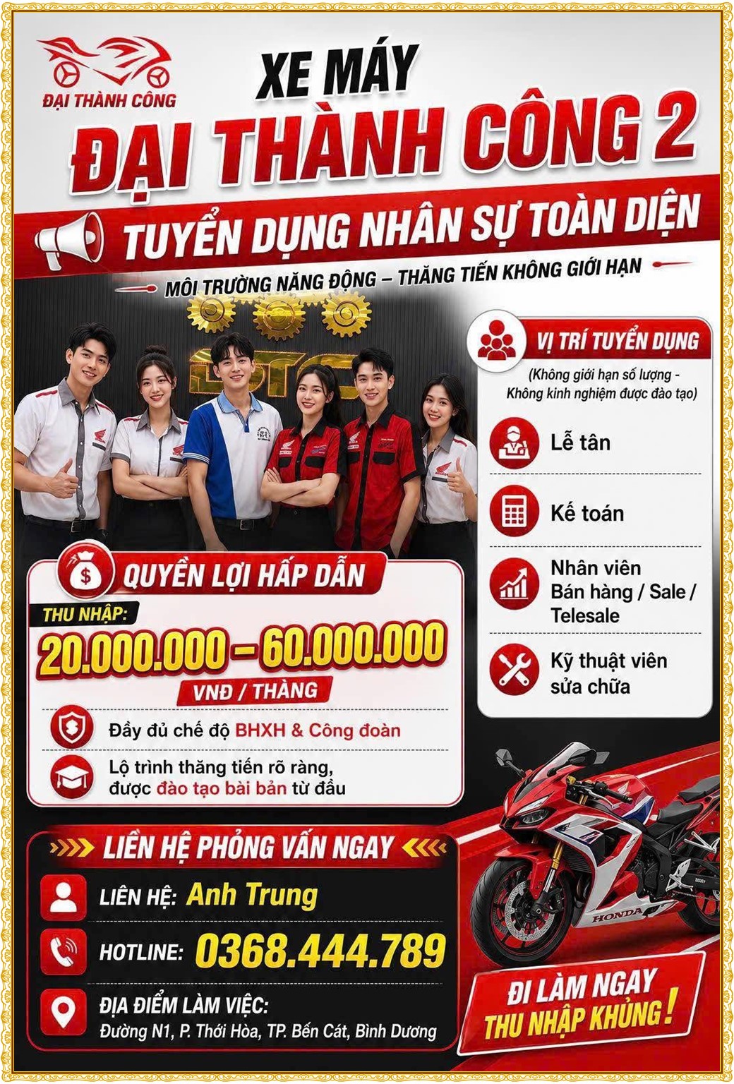 Tuyển dụng Việc làm tại KCN Rạch Bắp Bình Dương lương cao cập nhật mới ngày 01 tháng 07 năm 2026