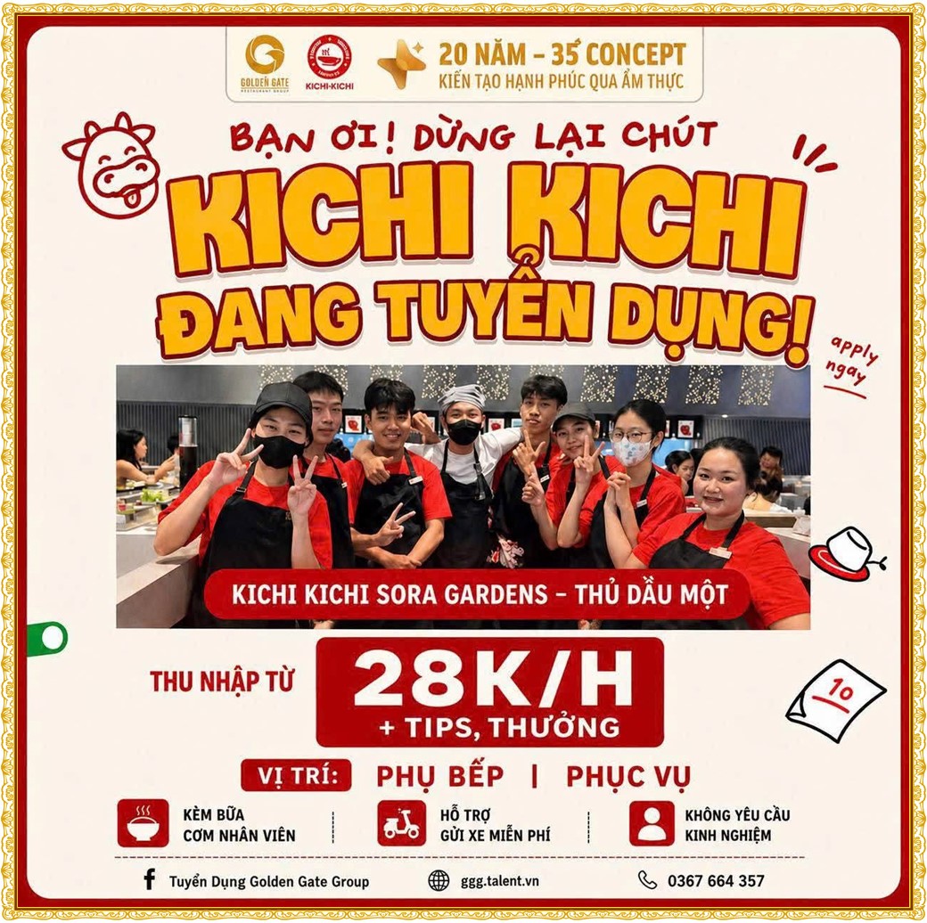 Tuyển dụng Việc làm tại KCN Bàu Bàng Bình Dương lương cao cập nhật mới ngày 01 tháng 10 năm 2026