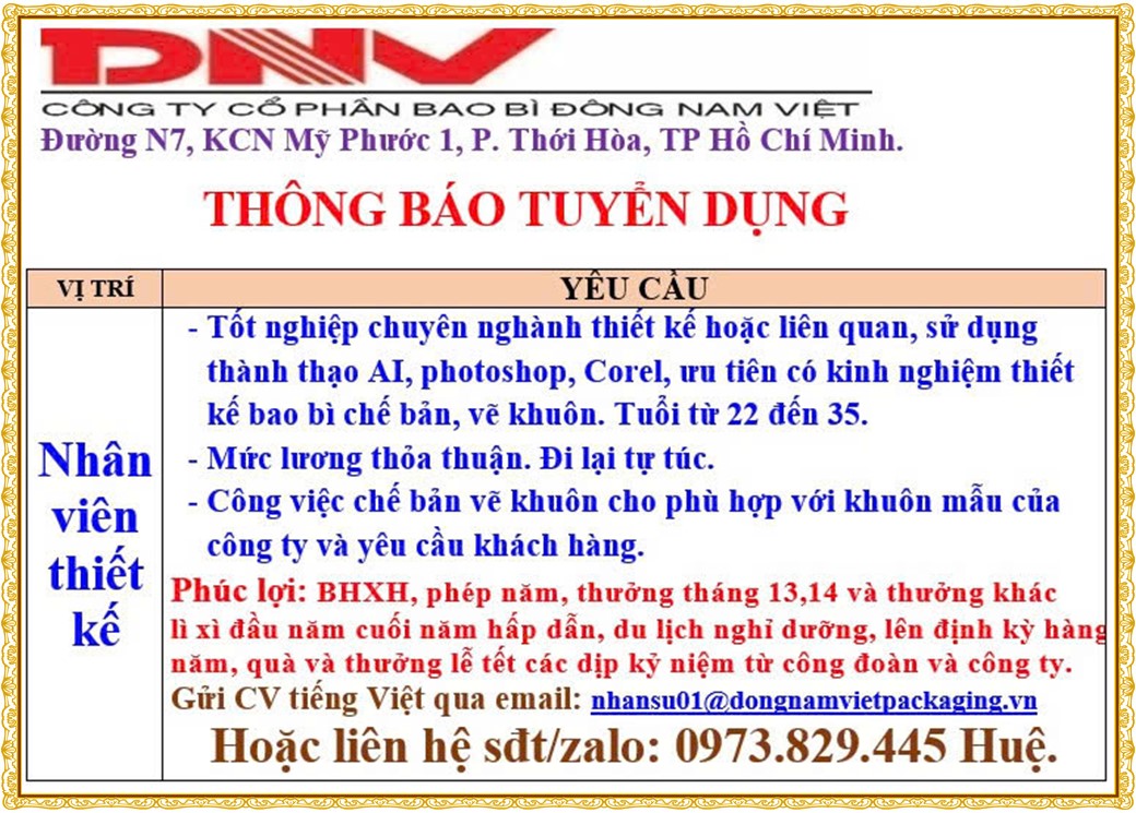 Tuyển dụng Việc làm tại KCN Rạch Bắp Bình Dương lương cao cập nhật mới ngày 01 tháng 07 năm 2026
