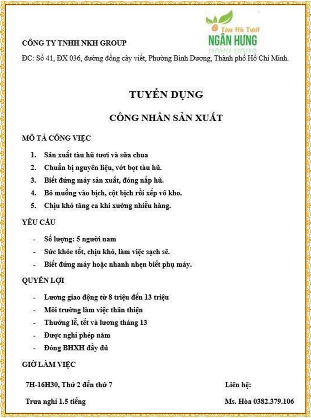 Tuyển dụng Việc làm tại KCN Đồng An Bình Dương lương cao cập nhật mới ngày 02 tháng 10 năm 2026