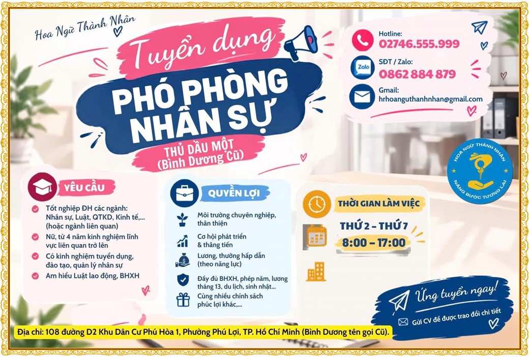 Tuyển dụng Việc làm tại KCN Bàu Bàng Bình Dương lương cao cập nhật mới ngày 02 tháng 10 năm 2026