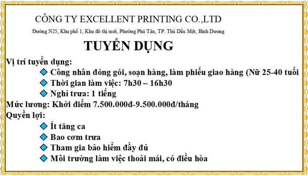 Tuyển dụng Việc làm tại KCN An Tây (Protrade) Bình Dương lương cao cập nhật mới ngày 03 tháng 07 năm 2026