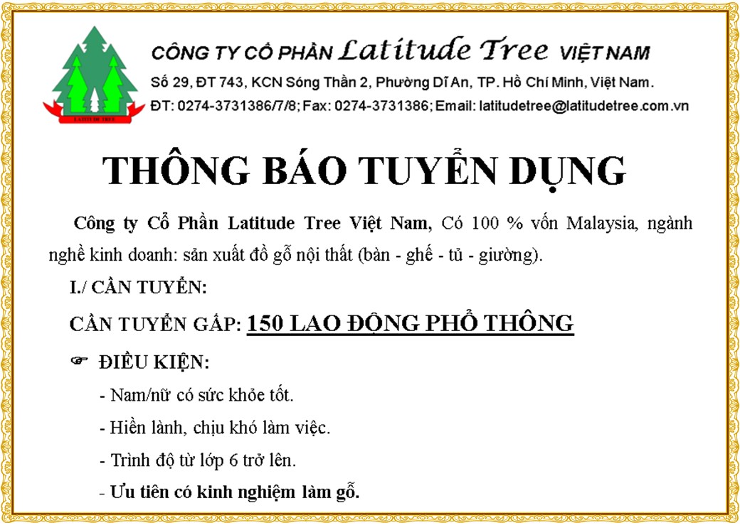 Tuyển dụng Việc làm tại KCN Đại Đăng Bình Dương lương cao cập nhật mới ngày 03 tháng 07 năm 2026