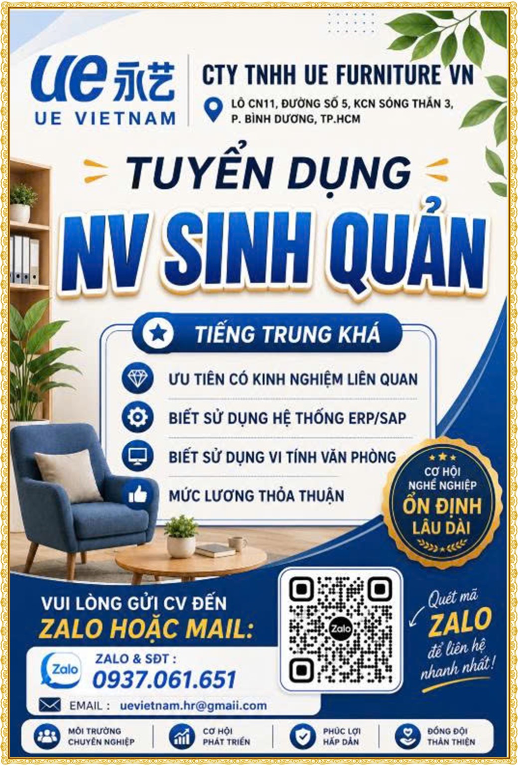 Tuyển dụng Việc làm tại KCN Đại Đăng Bình Dương lương cao cập nhật mới ngày 03 tháng 08 năm 2026