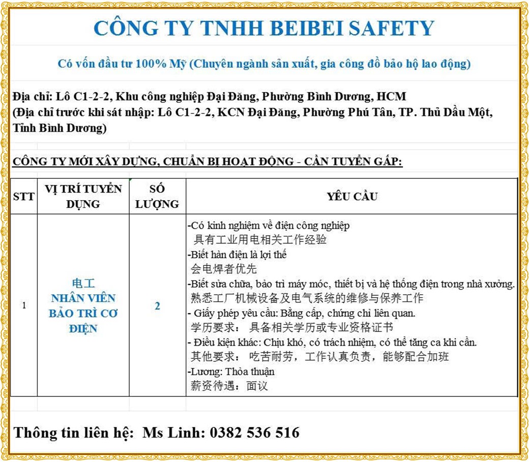 Tuyển dụng Việc làm tại KCN Sóng Thần Bình Dương lương cao cập nhật mới ngày 04 tháng 08 năm 2026