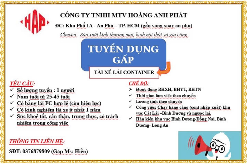 Tuyển dụng Việc làm tại KCN Mỹ Phước Bình Dương lương cao cập nhật mới ngày 04 tháng 09 năm 2026
