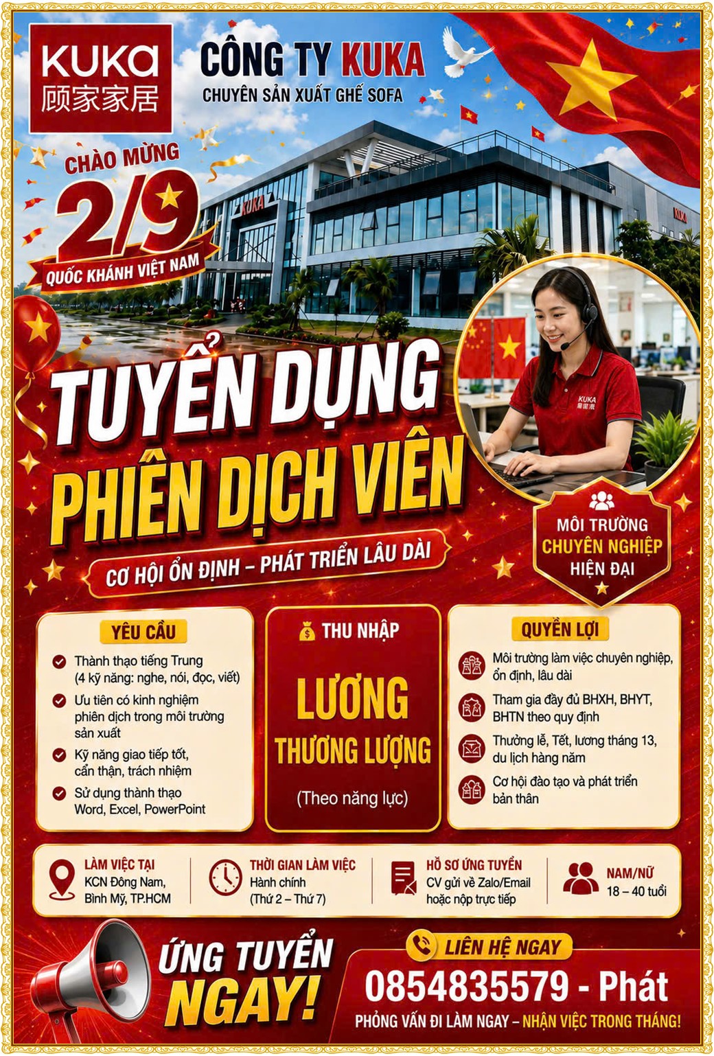 Tuyển dụng Việc làm tại KCN Việt Hương Bình Dương lương cao cập nhật mới ngày 04 tháng 09 năm 2026