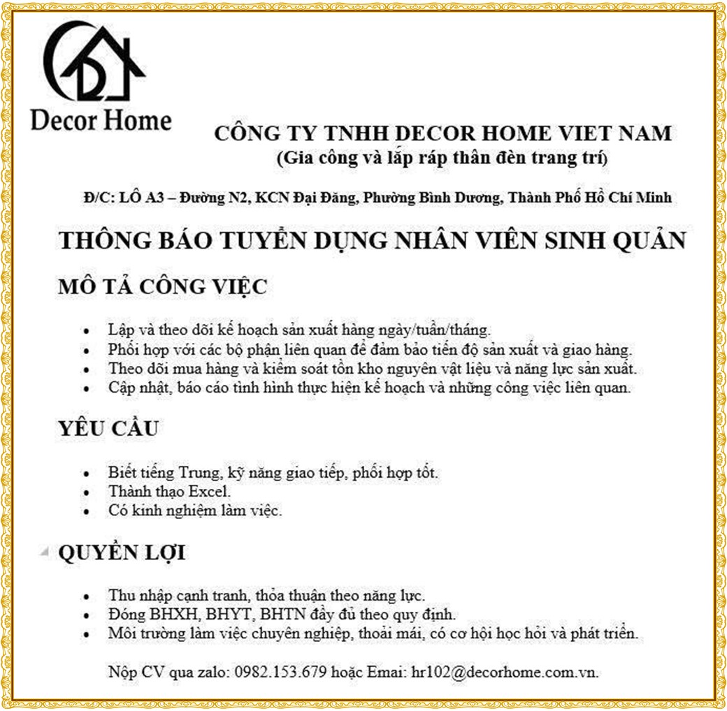 Tuyển dụng Việc làm tại KCN Đồng An Bình Dương lương cao cập nhật mới ngày 05 tháng 08 năm 2026