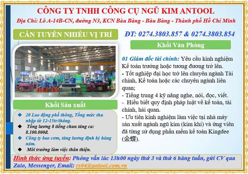 Tuyển dụng Việc làm tại KCN Việt Hương Bình Dương lương cao cập nhật mới ngày 07 tháng 07 năm 2026