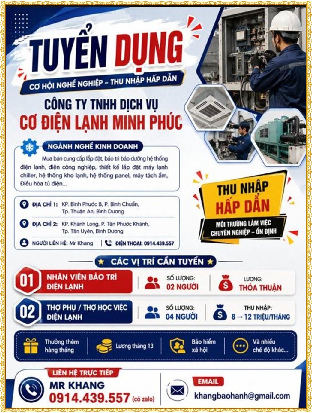 Tuyển dụng Việc làm tại KCN Đại Đăng Bình Dương lương cao cập nhật mới ngày 07 tháng 09 năm 2026