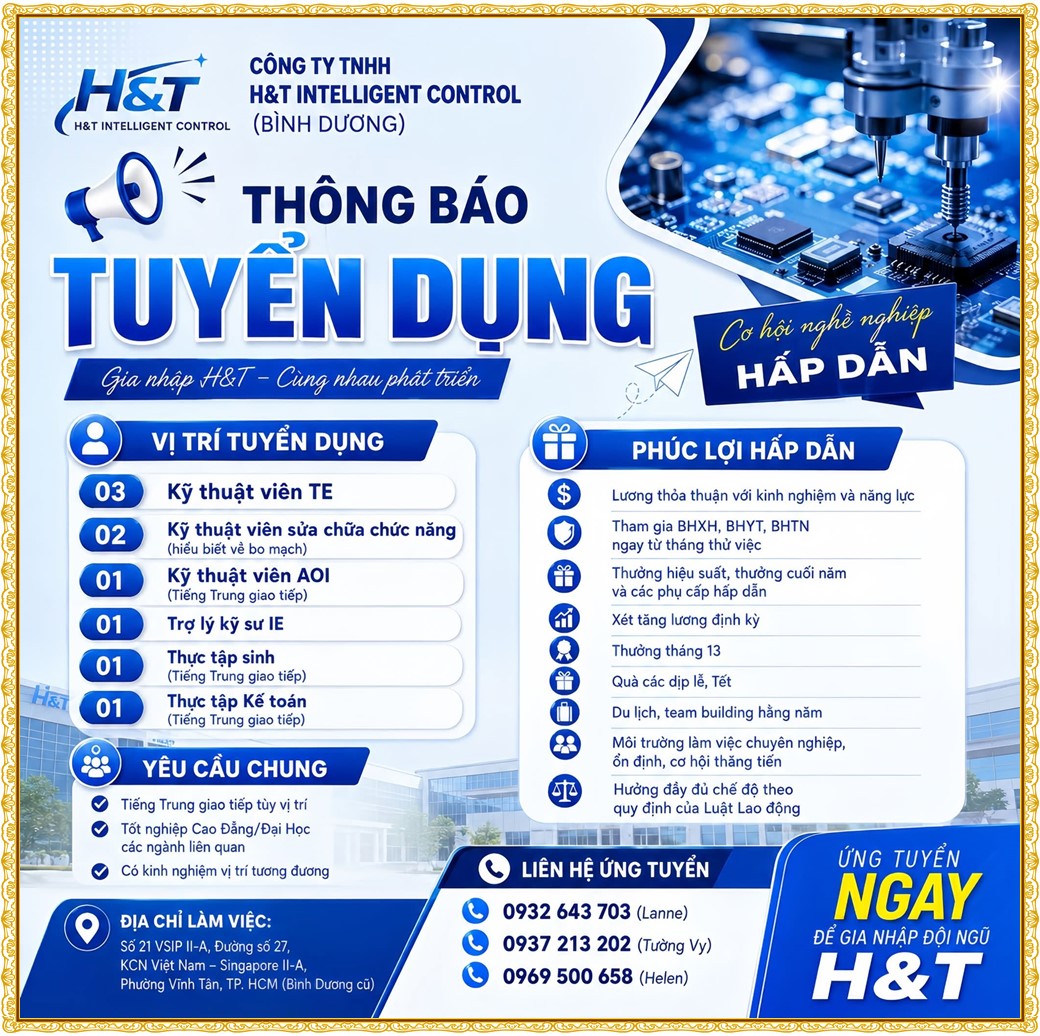 Tuyển dụng Việc làm tại KCN Việt Hương Bình Dương lương cao cập nhật mới ngày 07 tháng 09 năm 2026