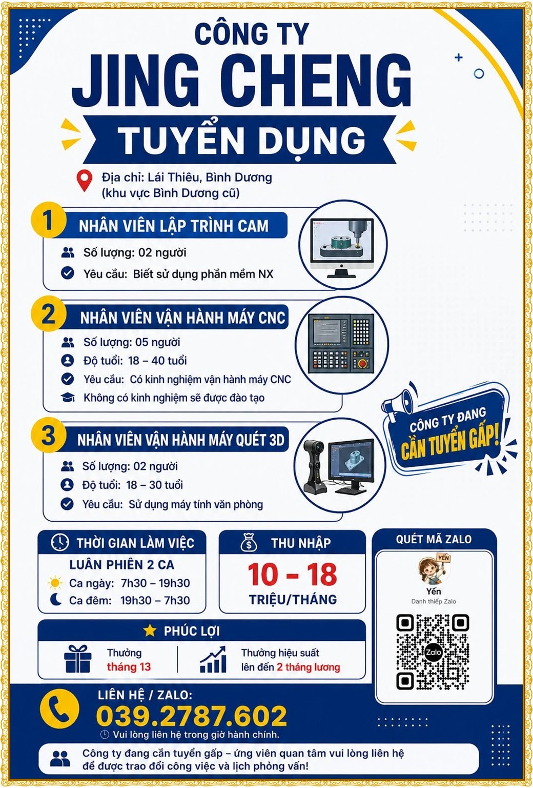 Tuyển dụng Việc làm tại KCN Nam Tân Uyên Bình Dương lương cao cập nhật mới ngày 08 tháng 09 năm 2026