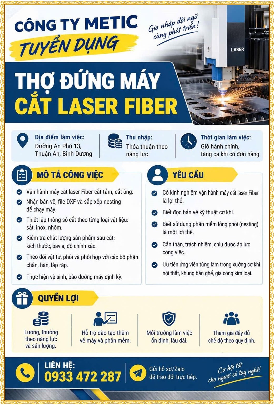 Tuyển dụng Việc làm tại KCN Bàu Bàng Bình Dương lương cao cập nhật mới ngày 10 tháng 10 năm 2026