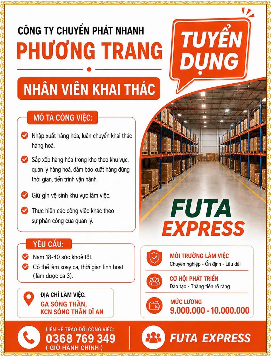 Tuyển dụng Việc làm tại KCN Bàu Bàng Bình Dương lương cao cập nhật mới ngày 10 tháng 08 năm 2026