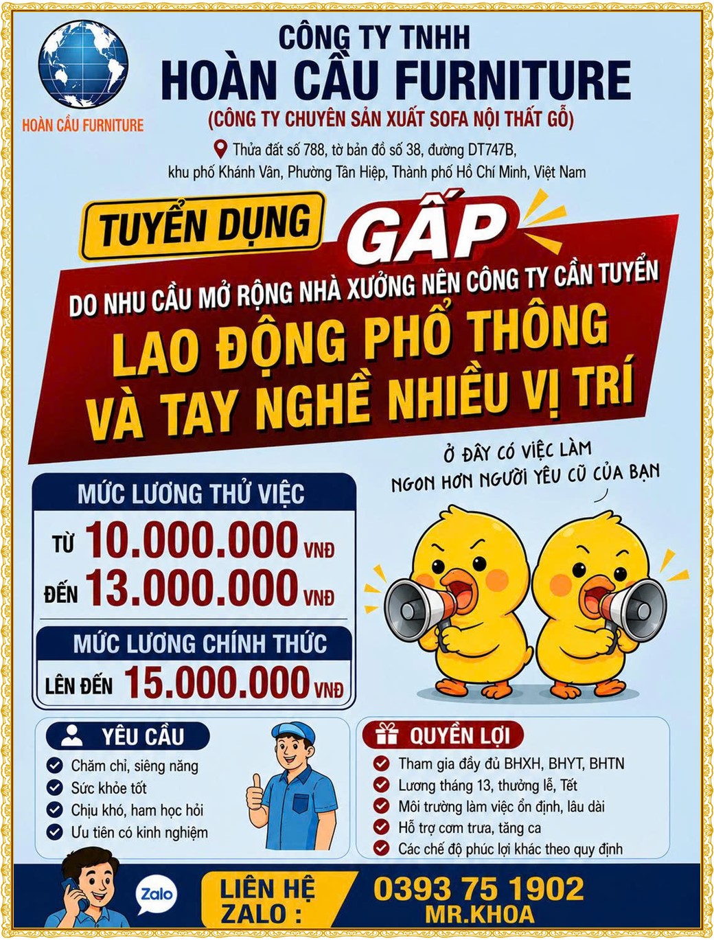 Tuyển dụng Việc làm tại KCN Bàu Bàng Bình Dương lương cao cập nhật mới ngày 11 tháng 08 năm 2026