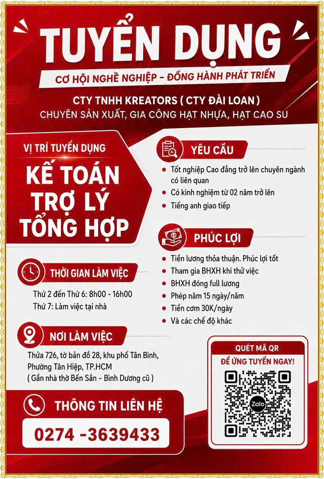 Tuyển dụng Việc làm tại KCN Việt Nam Singapore VSIP II Bình Dương lương cao cập nhật mới ngày 12 tháng 08 năm 2026