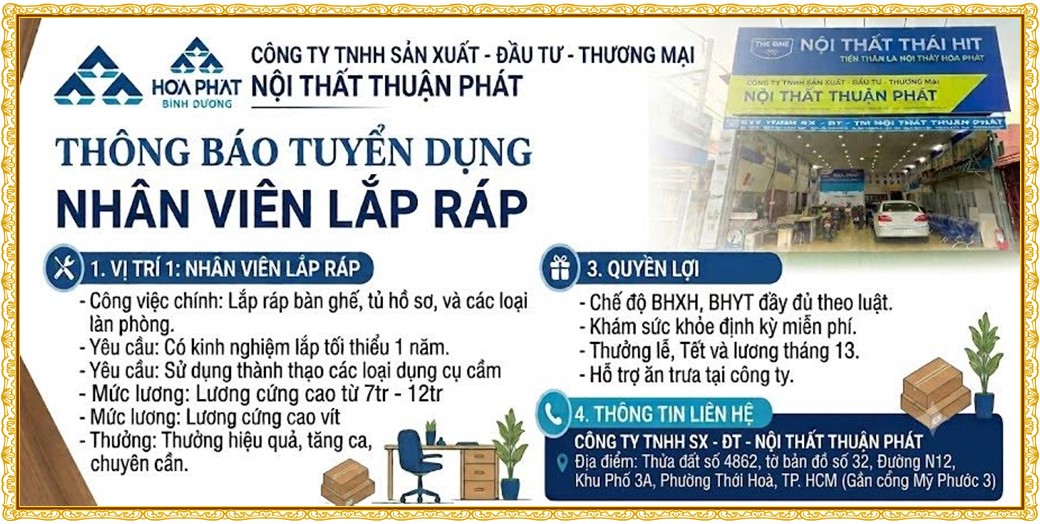 Tuyển dụng Việc làm tại KCN Bàu Bàng Bình Dương lương cao cập nhật mới ngày 13 tháng 07 năm 2026