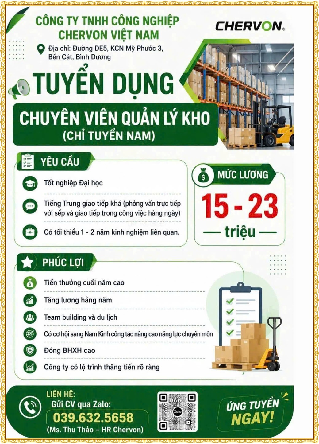 Tuyển dụng Việc làm tại KCN Việt Nam Singapore VSIP II Bình Dương lương cao cập nhật mới ngày 13 tháng 08 năm 2026