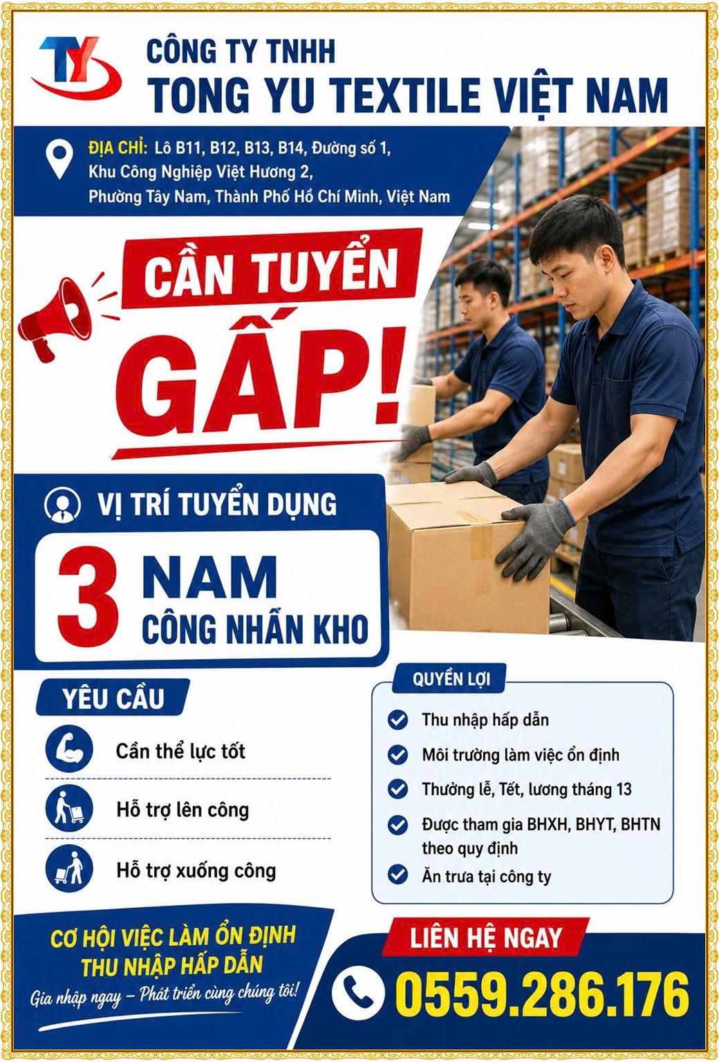 Tuyển dụng Việc làm tại KCN Đại Đăng Bình Dương lương cao cập nhật mới ngày 13 tháng 08 năm 2026