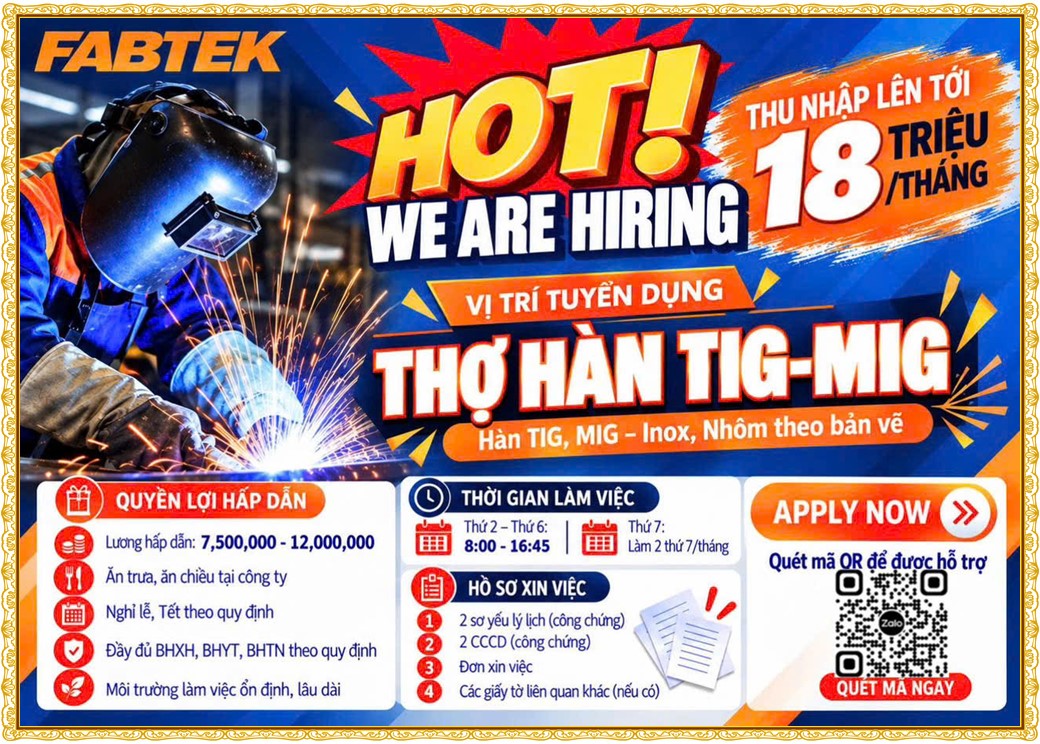 Tuyển dụng Việc làm tại KCN Đại Đăng Bình Dương lương cao cập nhật mới ngày 13 tháng 10 năm 2026