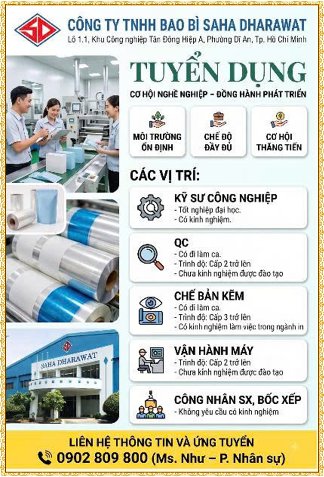 Tuyển dụng Việc làm tại KCN Bàu Bàng Bình Dương lương cao cập nhật mới ngày 14 tháng 08 năm 2026