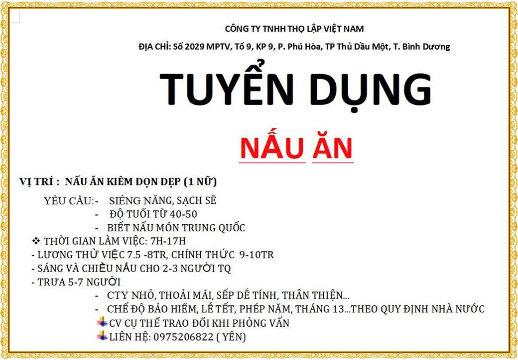 Tuyển dụng Việc làm tại KCN Sóng Thần Bình Dương lương cao cập nhật mới ngày 14 tháng 08 năm 2026