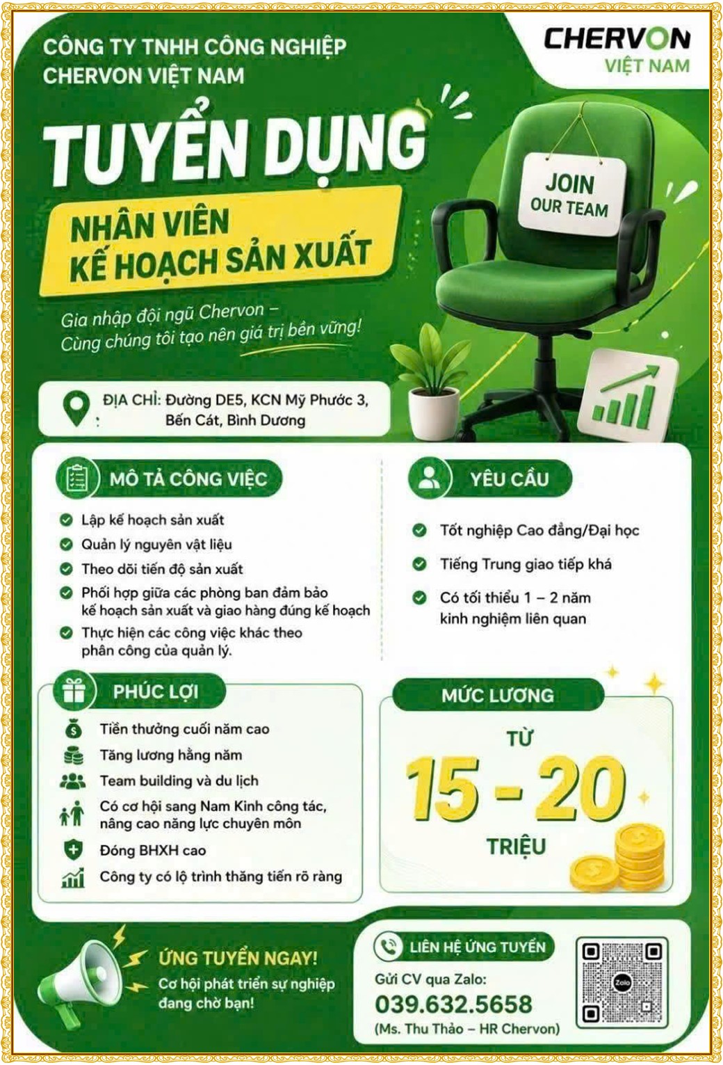 Tuyển dụng Việc làm tại KCN Đại Đăng Bình Dương lương cao cập nhật mới ngày 14 tháng 08 năm 2026