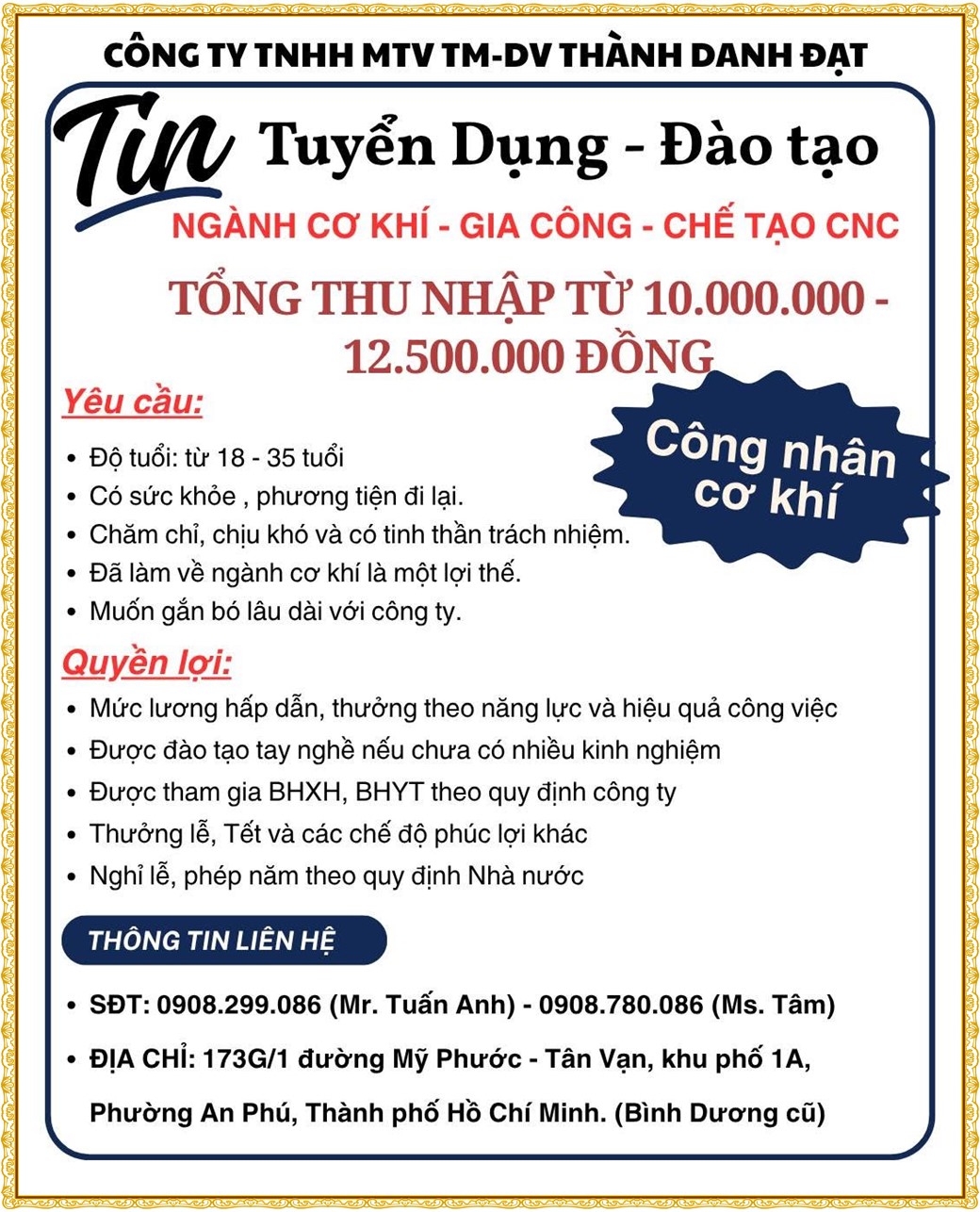 Tuyển dụng Việc làm tại KCN Mỹ Phước Bình Dương lương cao cập nhật mới ngày 14 tháng 09 năm 2026