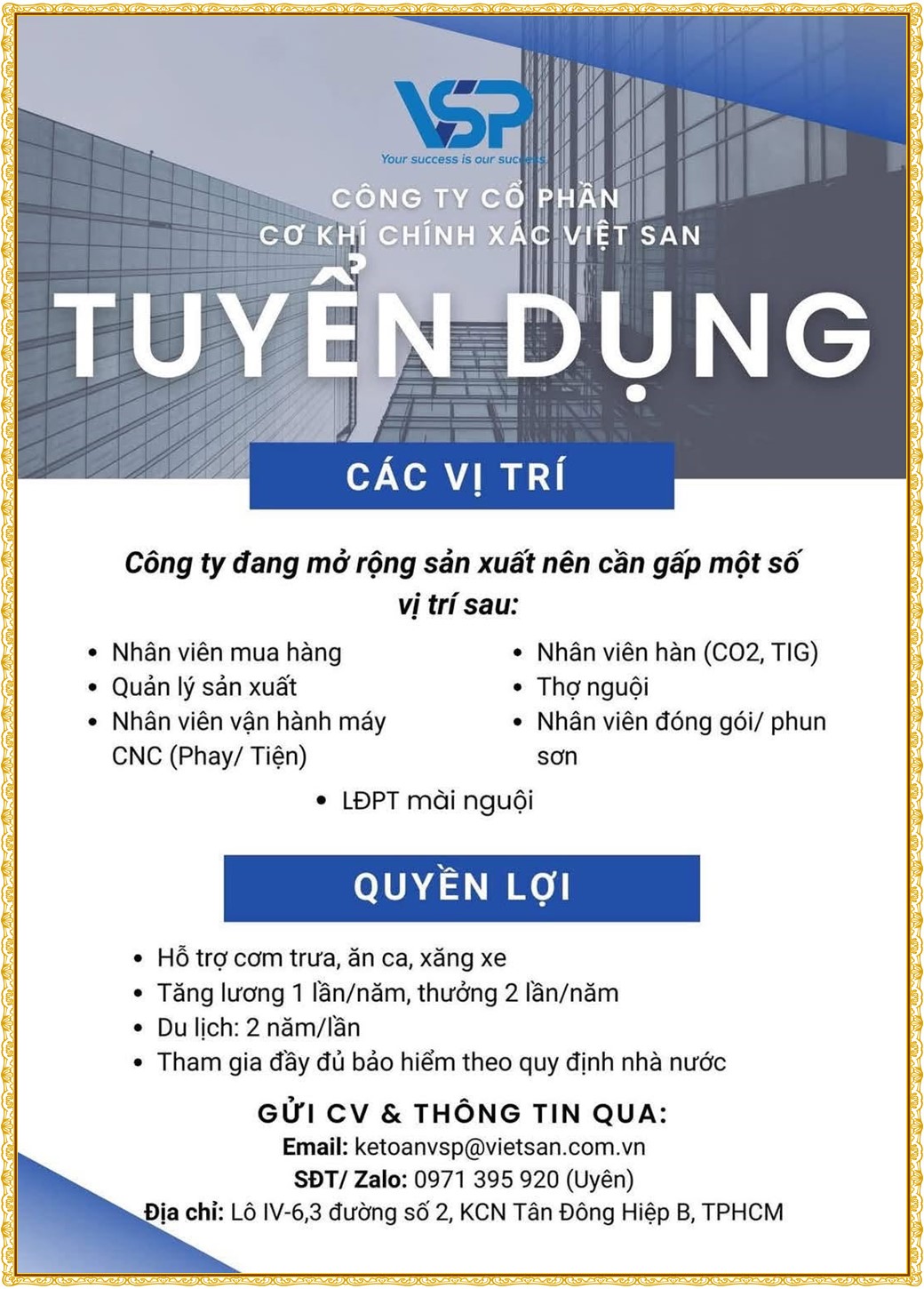 Tuyển dụng Việc làm tại KCN Đại Đăng Bình Dương lương cao cập nhật mới ngày 14 tháng 09 năm 2026