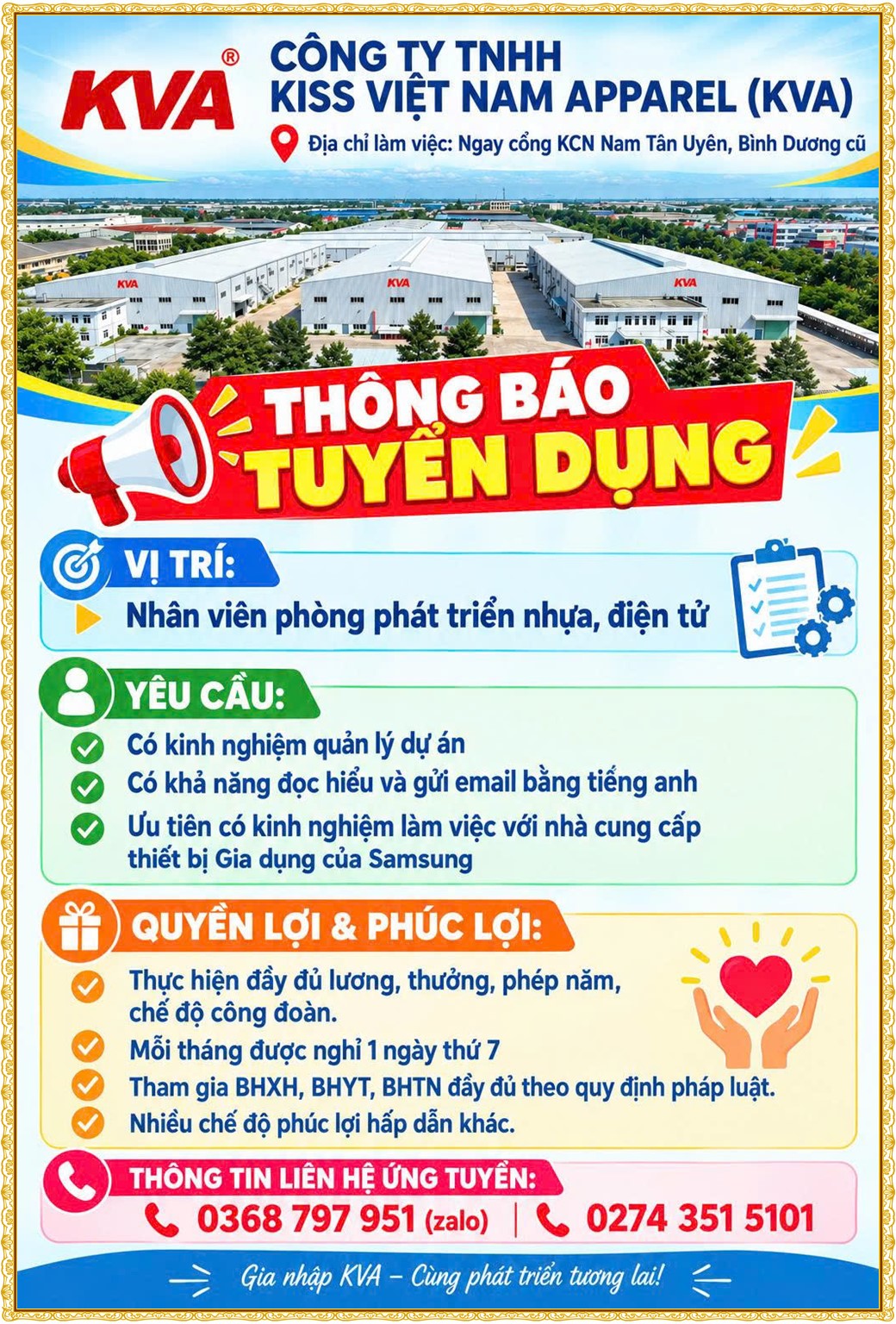 Tuyển dụng Việc làm tại KCN Rạch Bắp Bình Dương lương cao cập nhật mới ngày 14 tháng 10 năm 2026