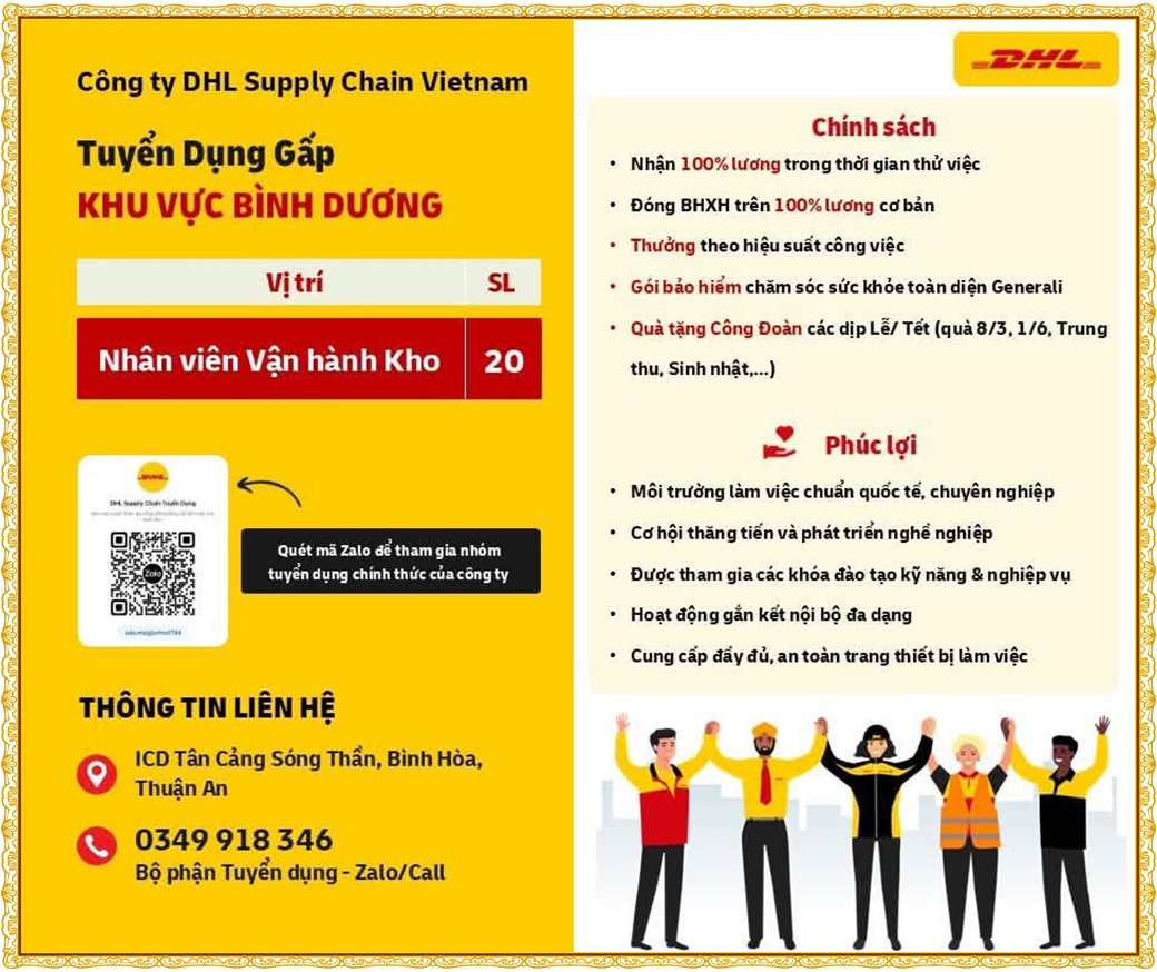 Tuyển dụng Việc làm tại KCN Sóng Thần Bình Dương lương cao cập nhật mới ngày 15 tháng 07 năm 2026