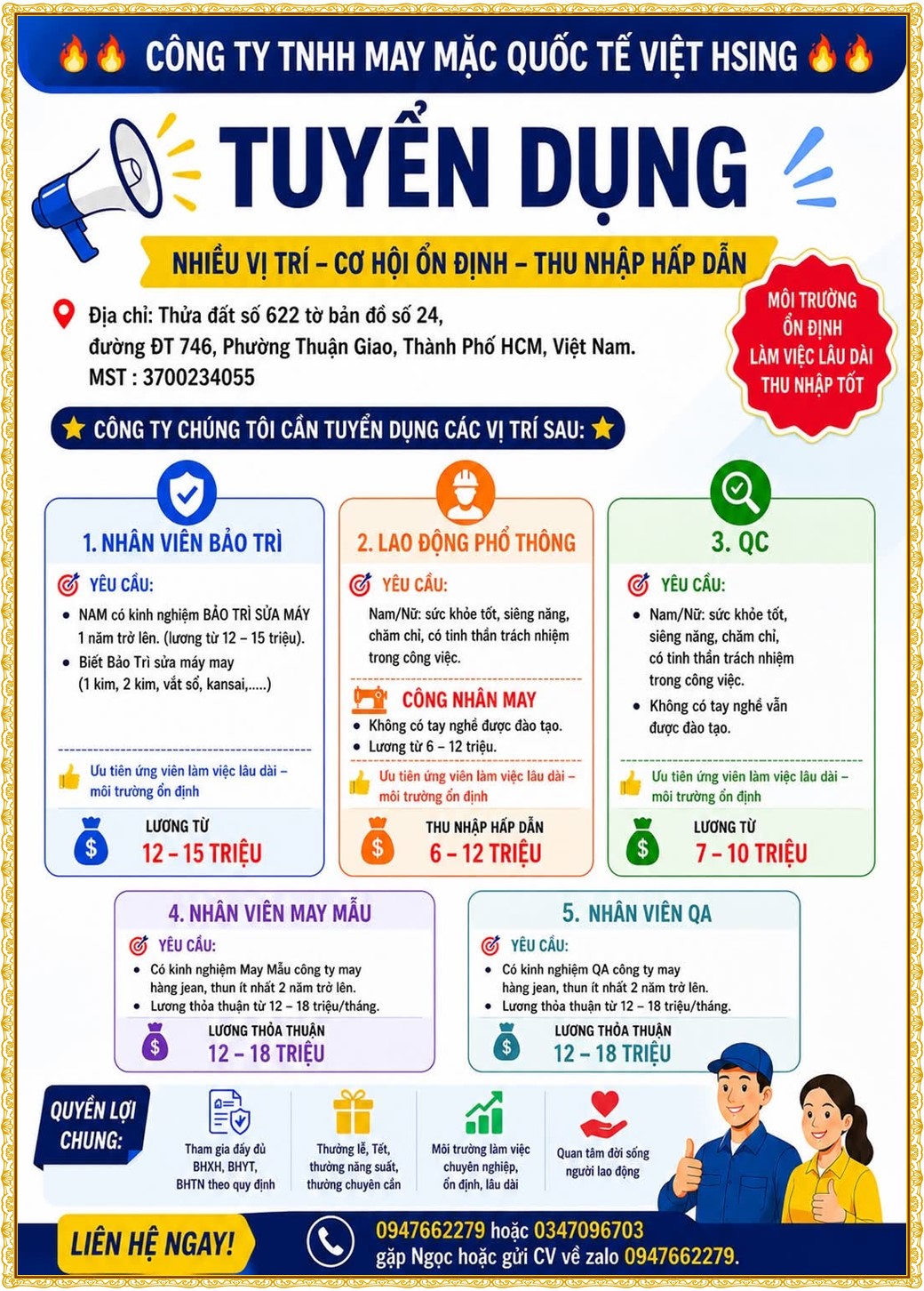 Tuyển dụng Việc làm tại KCN An Tây (Protrade) Bình Dương lương cao cập nhật mới ngày 15 tháng 07 năm 2026