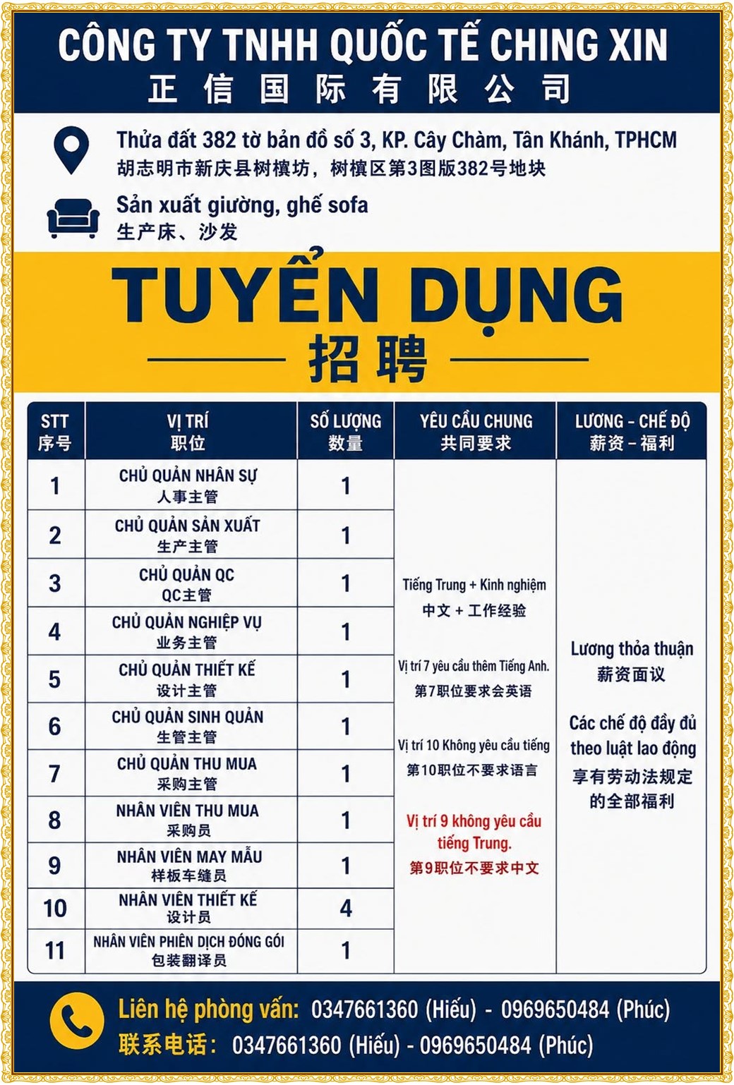 Tuyển dụng Việc làm tại KCN Đại Đăng Bình Dương lương cao cập nhật mới ngày 15 tháng 07 năm 2026