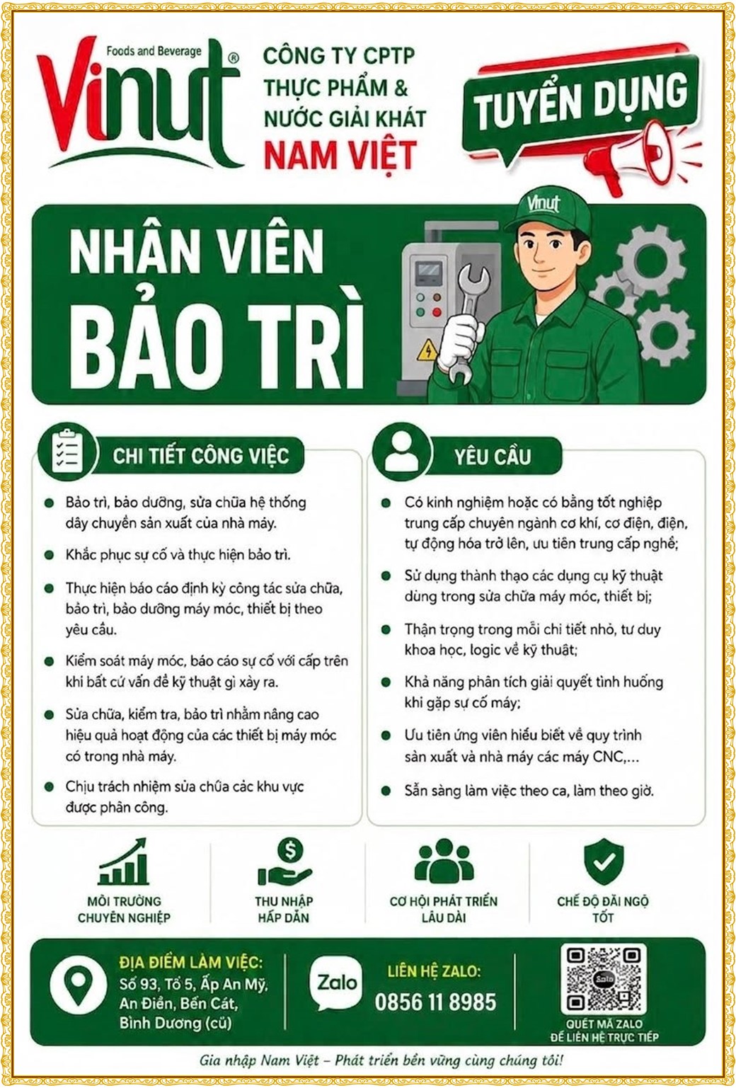 Tuyển dụng Việc làm tại KCN Việt Hương Bình Dương lương cao cập nhật mới ngày 15 tháng 07 năm 2026