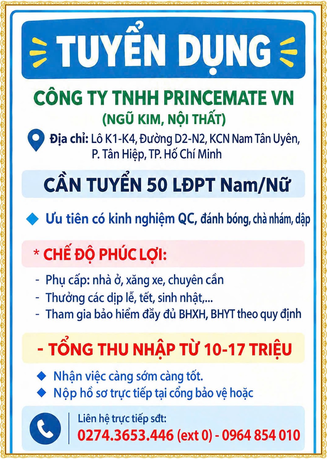 Tuyển dụng Việc làm tại KCN Mỹ Phước Bình Dương lương cao cập nhật mới ngày 15 tháng 10 năm 2026