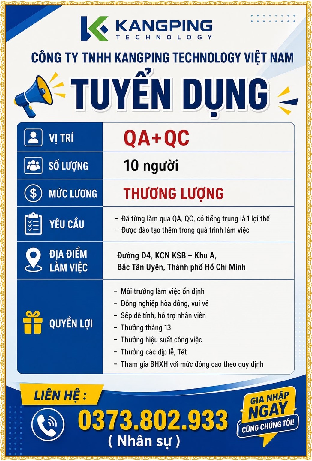 Tuyển dụng Việc làm tại KCN Bàu Bàng Bình Dương lương cao cập nhật mới ngày 16 tháng 07 năm 2026