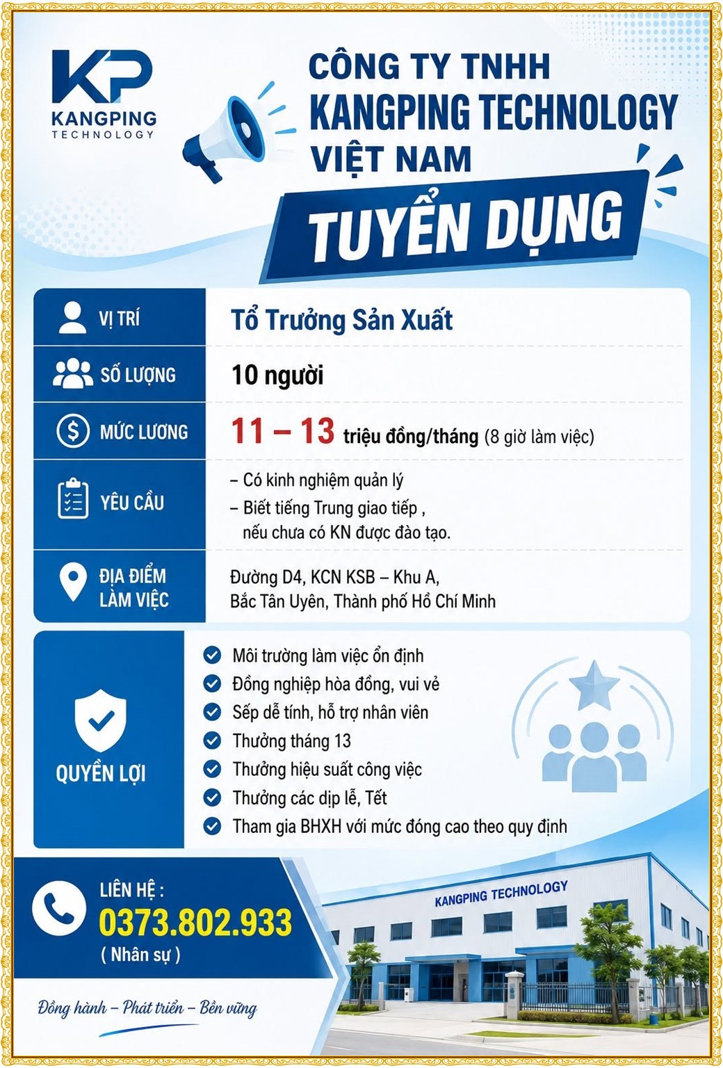 Tuyển dụng Việc làm tại KCN Việt Hương Bình Dương lương cao cập nhật mới ngày 16 tháng 07 năm 2026