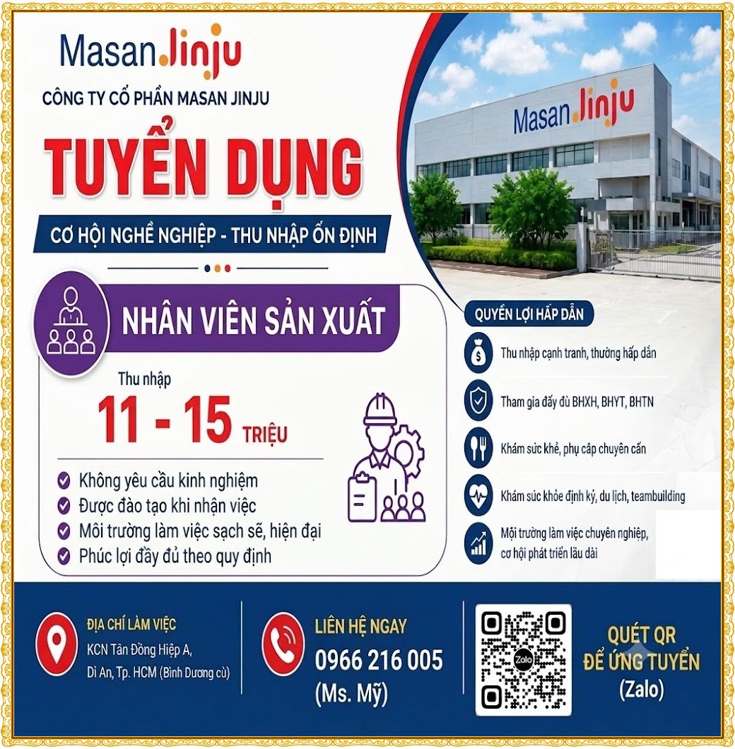 Tuyển dụng Việc làm tại KCN Việt Nam Singapore VSIP II Bình Dương lương cao cập nhật mới ngày 16 tháng 09 năm 2026