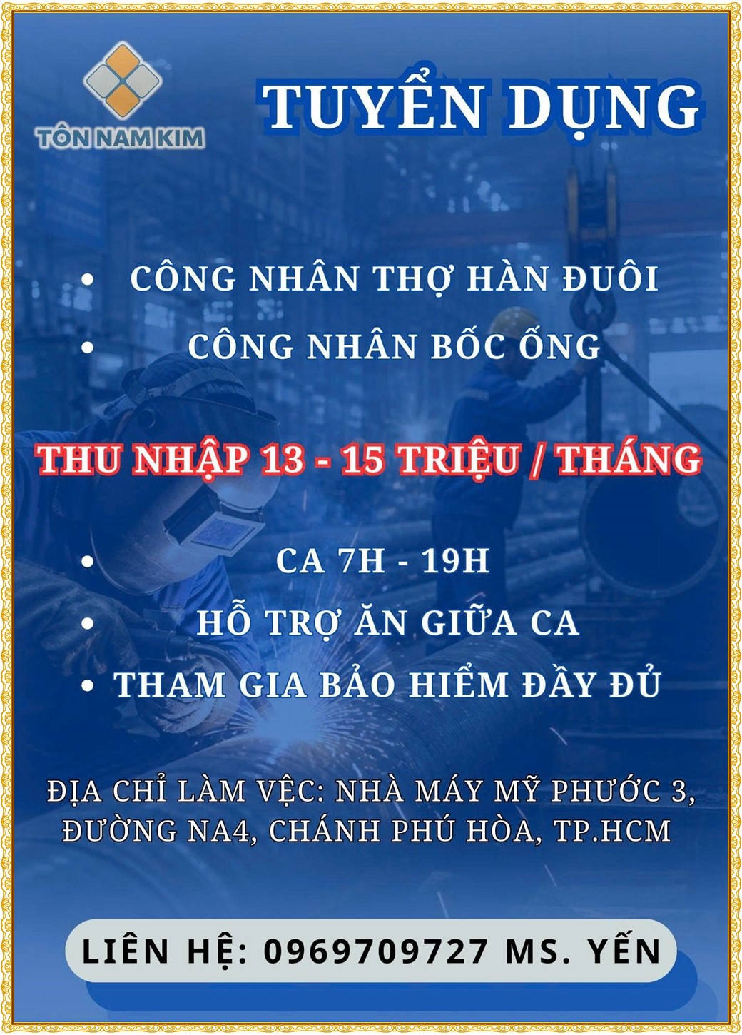 Tuyển dụng Việc làm tại KCN Nam Tân Uyên Bình Dương lương cao cập nhật mới ngày 16 tháng 09 năm 2026