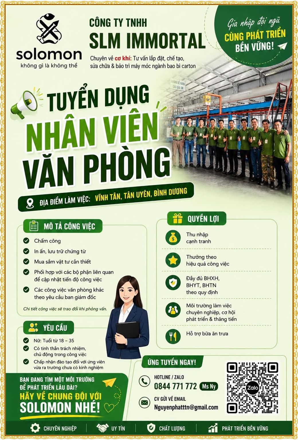 Tuyển dụng Việc làm tại KCN Việt Hương Bình Dương lương cao cập nhật mới ngày 16 tháng 09 năm 2026