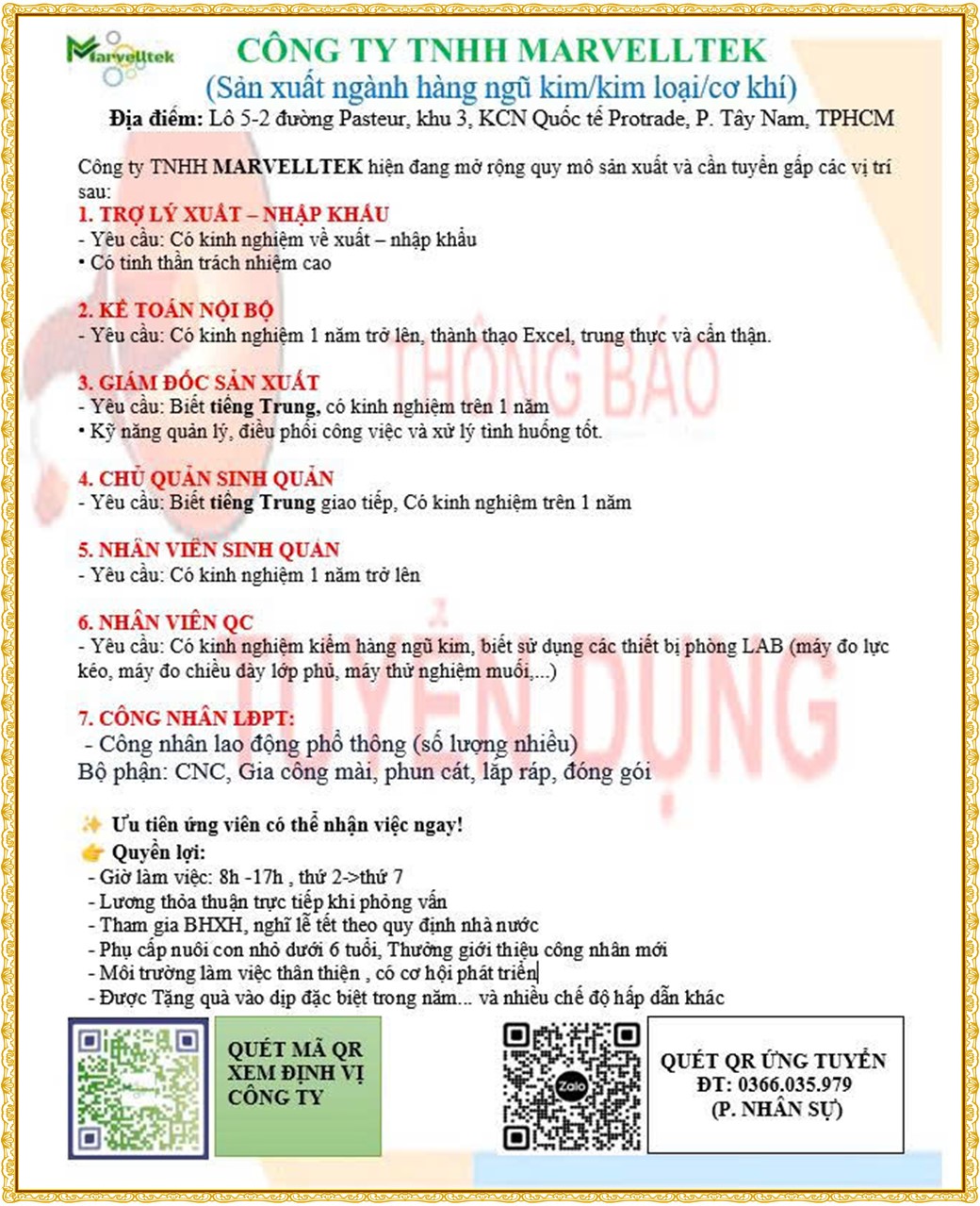 Tuyển dụng Việc làm tại KCN Mỹ Phước Bình Dương lương cao cập nhật mới ngày 16 tháng 10 năm 2026