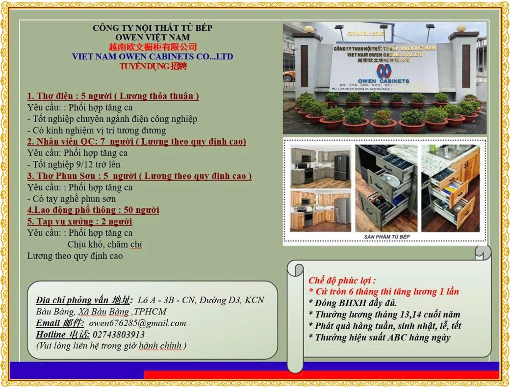 Tuyển dụng Việc làm tại KCN Việt Nam Singapore VSIP II Bình Dương lương cao cập nhật mới ngày 16 tháng 10 năm 2026