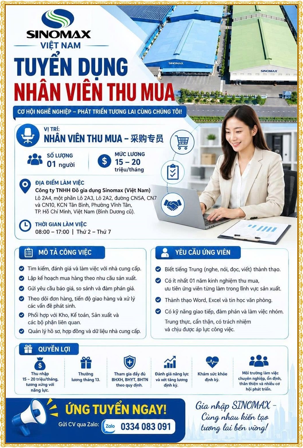Tuyển dụng Việc làm tại KCN Nam Tân Uyên Bình Dương lương cao cập nhật mới ngày 17 tháng 09 năm 2026