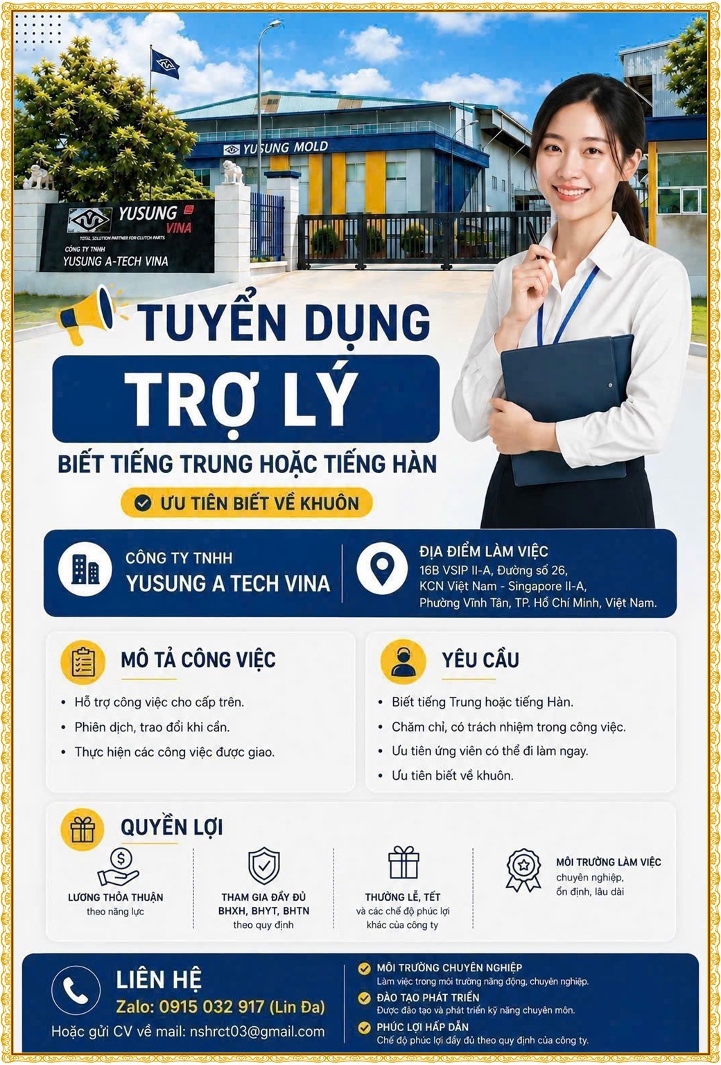 Tuyển dụng Việc làm tại KCN Việt Nam Singapore VSIP II Bình Dương lương cao cập nhật mới ngày 18 tháng 08 năm 2026