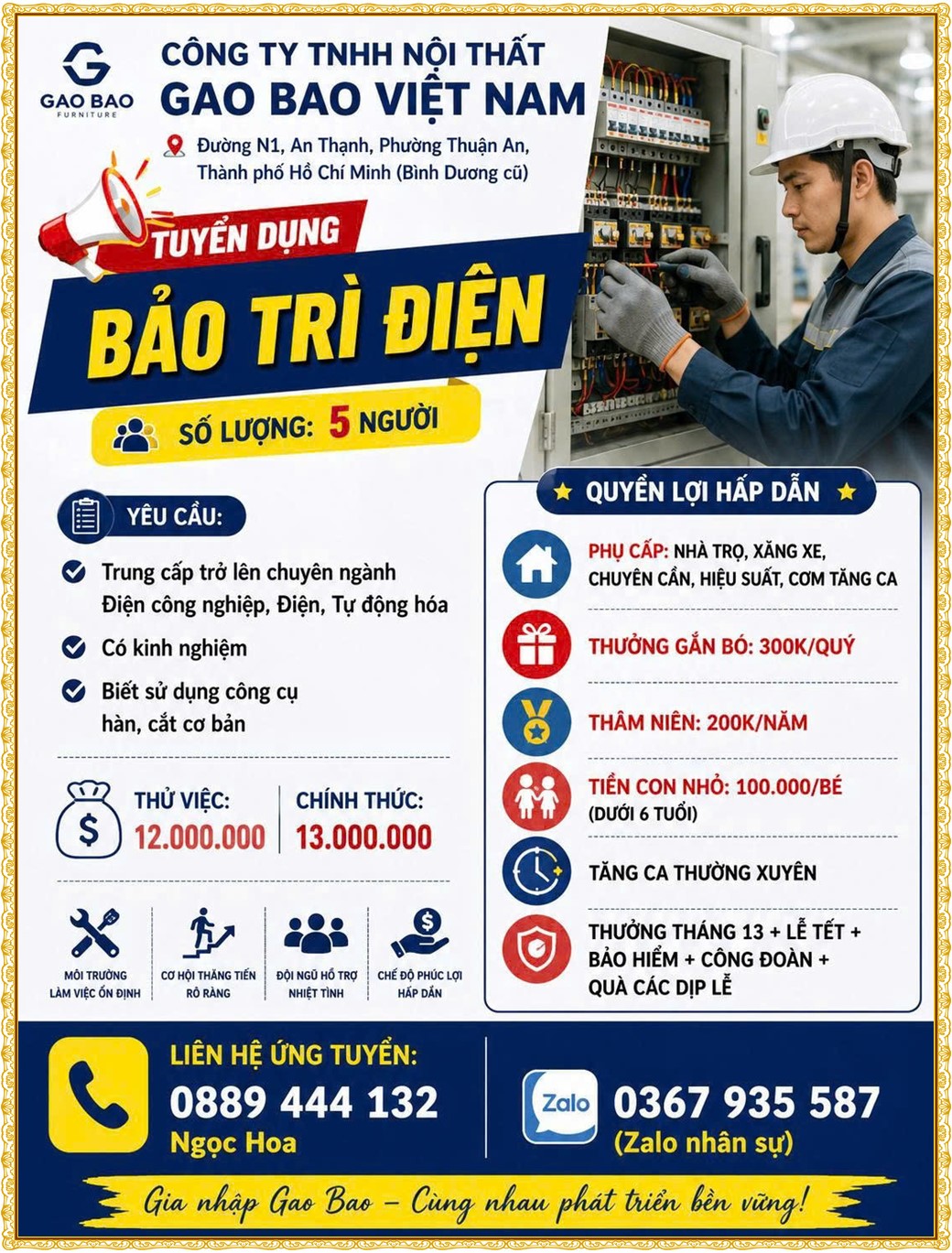 Tuyển dụng Việc làm tại KCN Đại Đăng Bình Dương lương cao cập nhật mới ngày 18 tháng 08 năm 2026