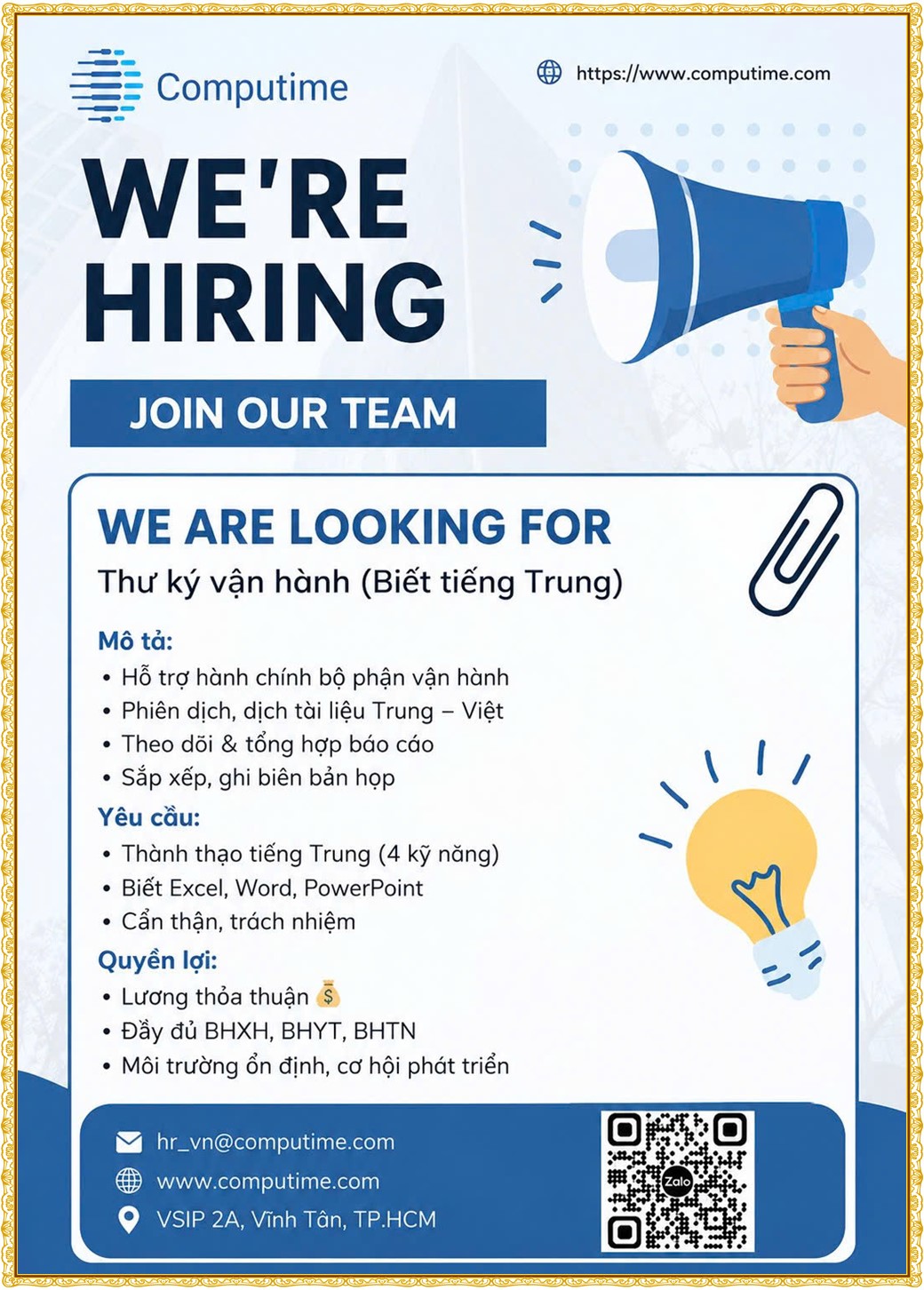 Tuyển dụng Việc làm tại KCN Việt Nam Singapore VSIP II Bình Dương lương cao cập nhật mới ngày 20 tháng 07 năm 2026