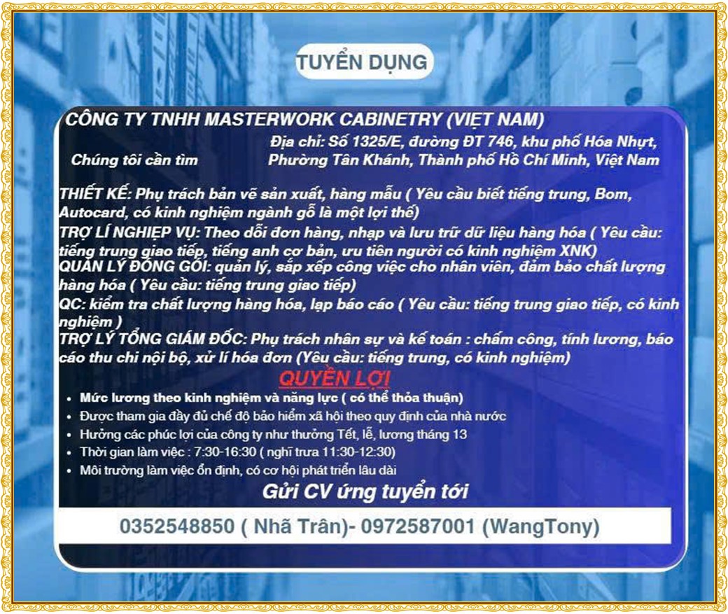 Tuyển dụng Việc làm tại KCN Bàu Bàng Bình Dương lương cao cập nhật mới ngày 20 tháng 07 năm 2026
