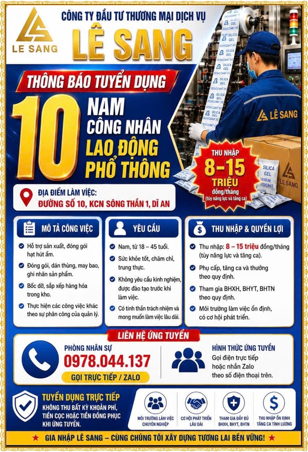 Tuyển dụng Việc làm tại KCN An Tây (Protrade) Bình Dương lương cao cập nhật mới ngày 20 tháng 07 năm 2026