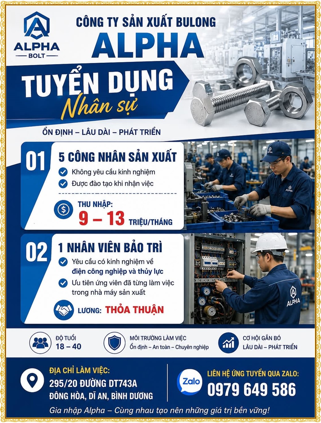 Tuyển dụng Việc làm tại KCN Rạch Bắp Bình Dương lương cao cập nhật mới ngày 20 tháng 07 năm 2026